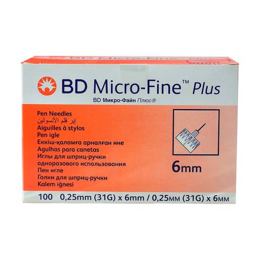 Голка для шприц-ручки BD Micro-Fine Plus розмір 31G, 0.25*6 мм, 100 шт